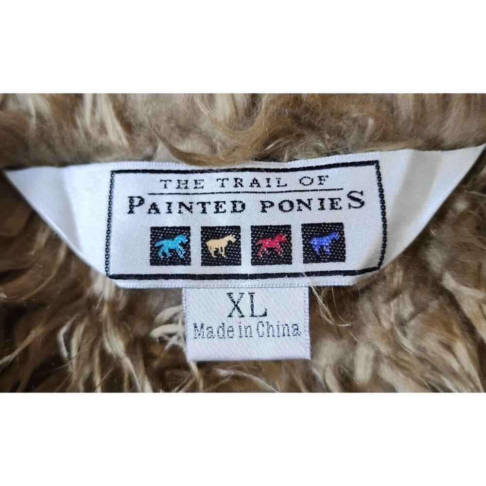 Trail of Painted Ponies Women's XL Long Jacket Faux Suede‎ Fur Lined Stitched - Picture 7 of 11